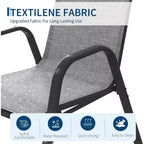 Chaises de patio, Lot de 4/6 chaises de salle à manger empilables d'extérieur en textilène léger résistant aux intempéries avec accoudoirs pour jardin, terrasse de piscine