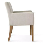 Lot de 6 chaises de salle à manger capitonnées avec accoudoirs, fauteuils modernes en lin avec pieds en bois, chaises d'appoint pour salle à manger, salon – Panipeachy