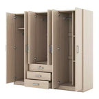 Armoire 6 portes en bois avec tiroirs pour chambre à coucher