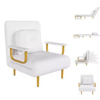 Canapé-lit pliant 3-en-1 convertible en fauteuil - Dossier réglable sur 5 positions avec oreiller, lit d'appoint peu encombrant pour salon, chambre et bureau (Blanc)