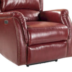 Fauteuil inclinable électrique en cuir véritable avec port USB – Ensemble de 2 fauteuils à oreilles cloutés
