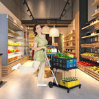 Chariots de courses pliants à 2 niveaux pour l'épicerie, capacité de 90 kg, chariot d'épicerie pliable portable avec roues et caisse amovible pour centre commercial, bleu