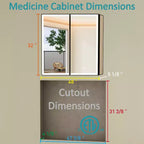 Armoire de toilette avec miroir LED, montage en saillie ou encastré, lumière dimmable, anti-buée, étagères réglables