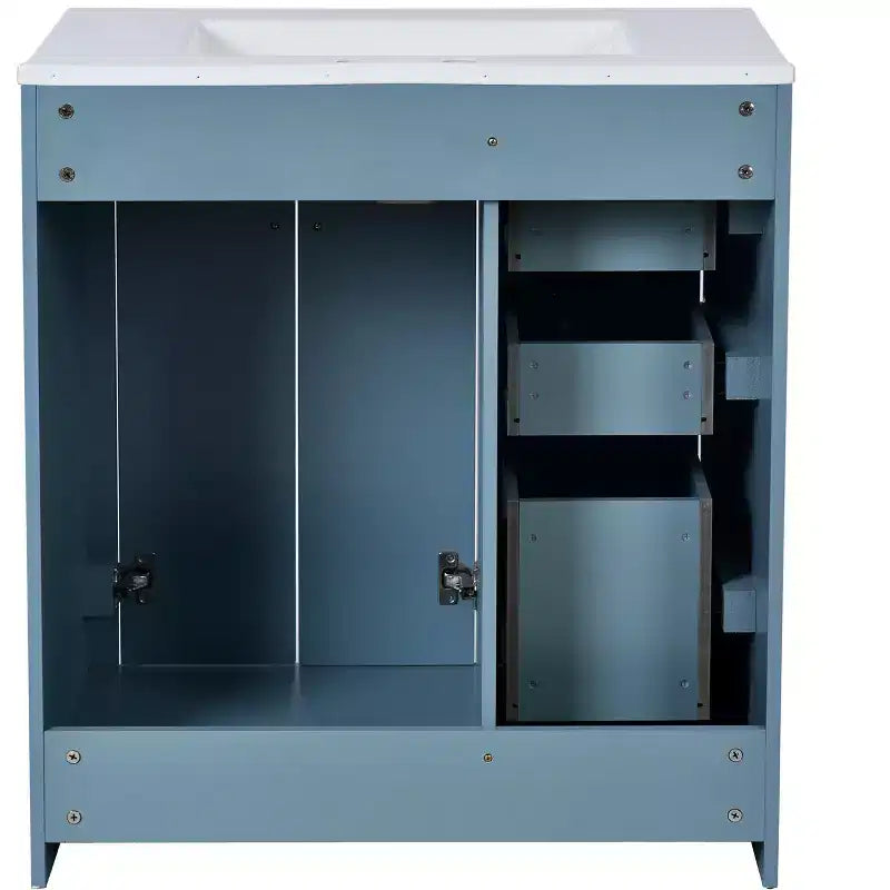 Meuble-lavabo simple de 76 cm avec armoire et 3 tiroirs – Noir / Bleu / Vert / Indigo / Blanc