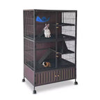 Grande Cage pour Petits Animaux, Cage à Furets - Habitat à 5 Niveaux de 150 cm avec Armoire de Rangement, Comprend Hamac/Roues/Rampes Amovibles/Plateaux Faciles à Nettoyer