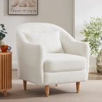 28.34W Lot de 2 fauteuils d'appoint, fauteuil barillet en velours avec pieds en bois massif
