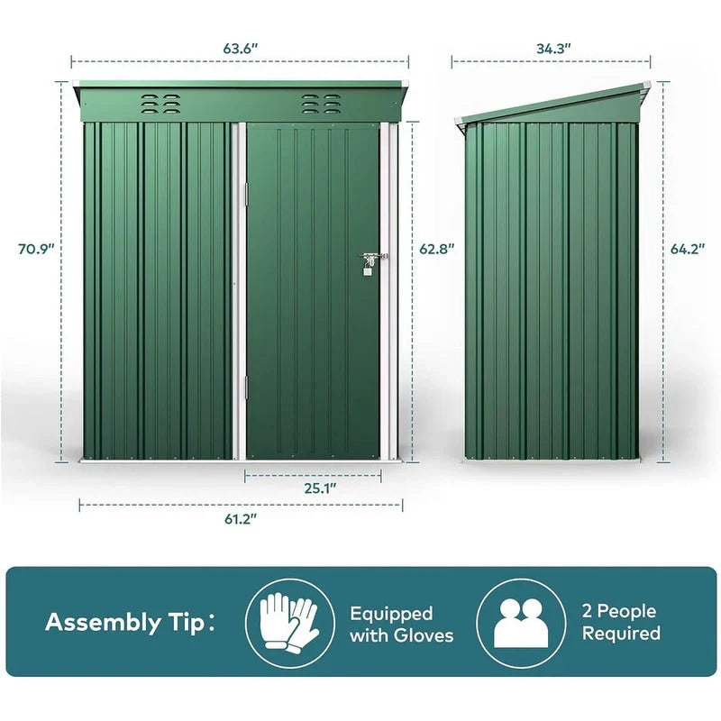 Abri de jardin en métal pour outils avec porte verrouillable pour mobilier de jardin et outils