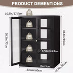 Meuble de rangement pour médias Bekrvio Metal, meuble stéréo à 4 niveaux avec portes en verre et étagères réglables, support audio AV avec gestion des câbles
