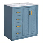 Meuble-lavabo simple de 76 cm avec armoire et 3 tiroirs – Noir / Bleu / Vert / Indigo / Blanc