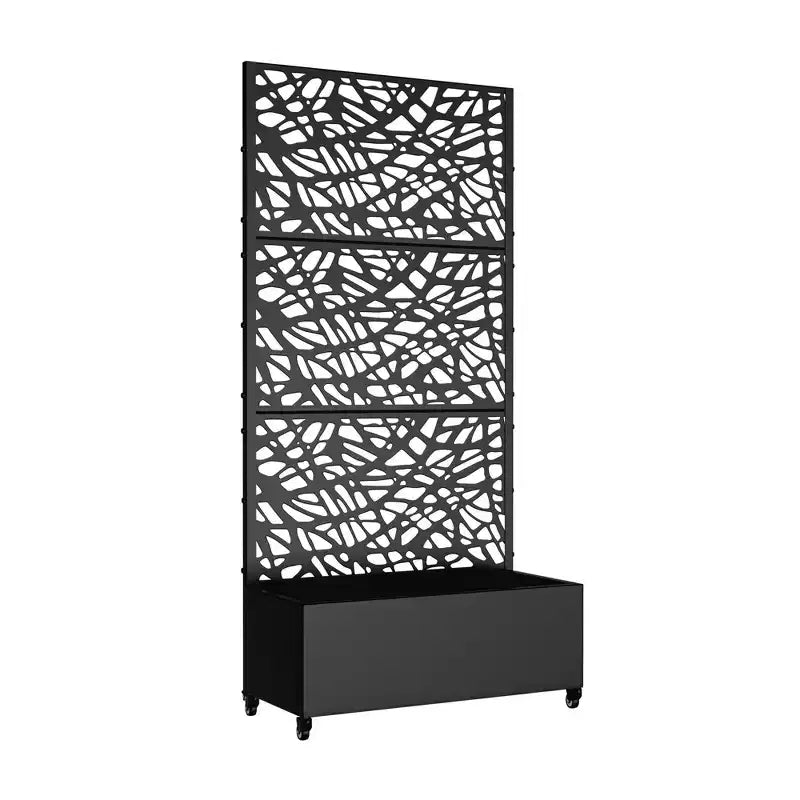 MAYEERTY Jardinière avec treillis en fer noir, style 01, 72 x 47 x 16 pouces, lot de 3 pièces