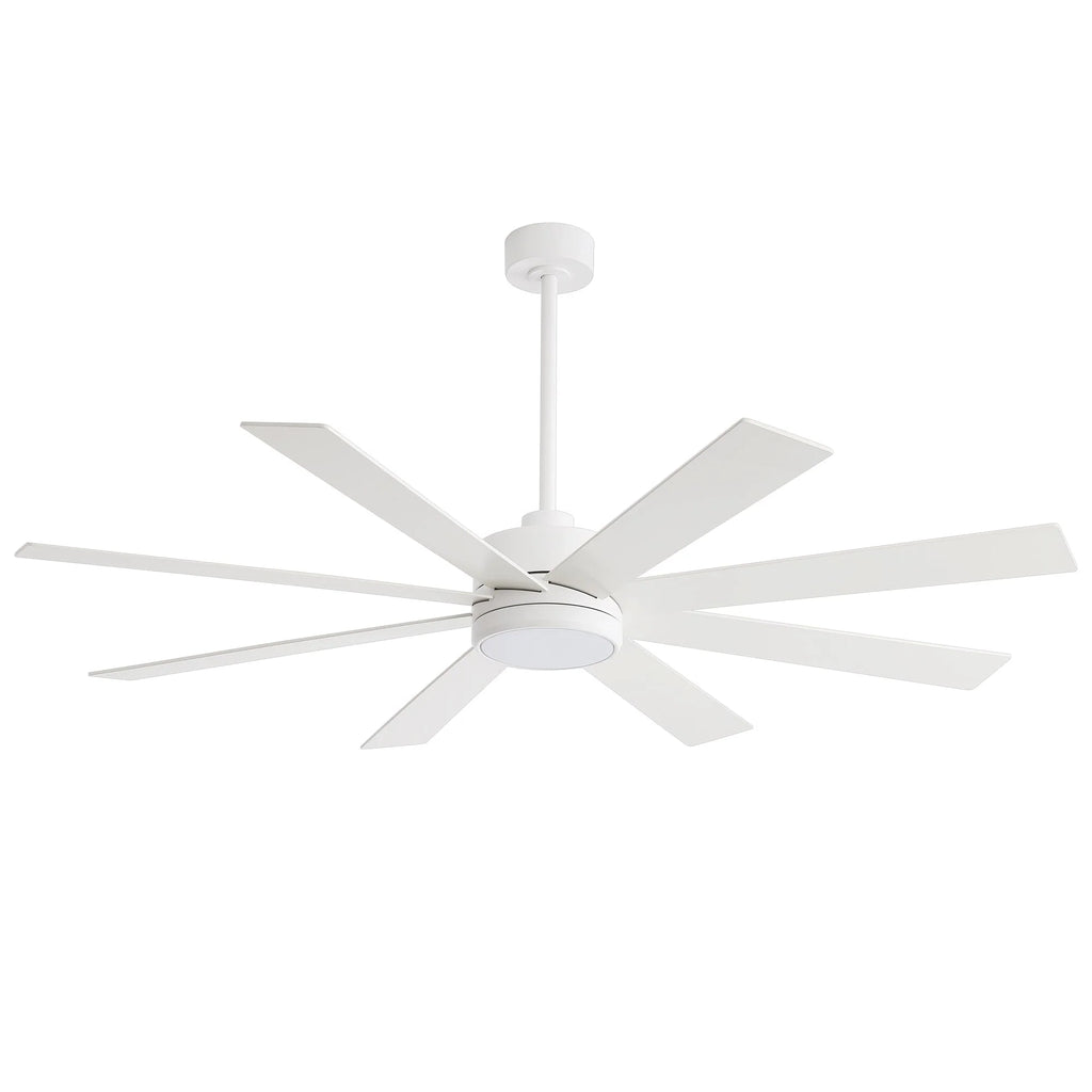 Ventilateur de plafond de 65 pouces à 8 pales noires avec lumière LED et télécommande