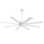Ventilateur de plafond de 65 pouces à 8 pales noires avec lumière LED et télécommande