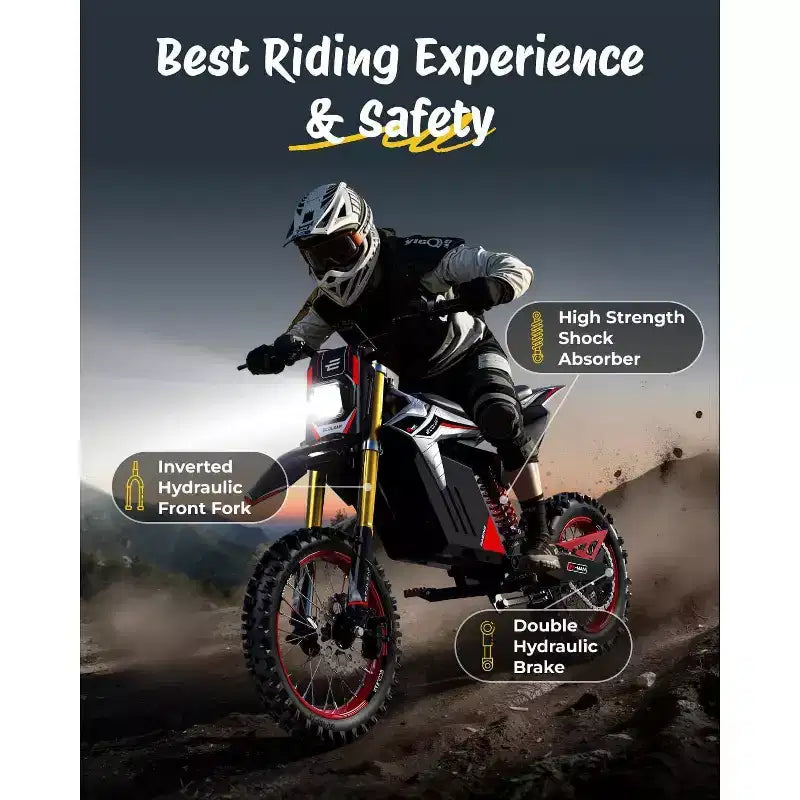 ECOLEAP Moto électrique tout-terrain 3500 W pour adolescents et adultes, 60 km/h, batterie 48 V 21 Ah, autonomie jusqu'à 88 km, 180 kg, 13 ans et plus
