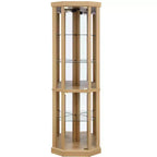 Vitrine d'angle avec portes et étagères en verre, Meuble de présentation d'angle pour salon