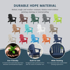 Chaise Adirondack pliante d'extérieur tout temps Polytrends Laguna résistante à la décoloration pour patio
