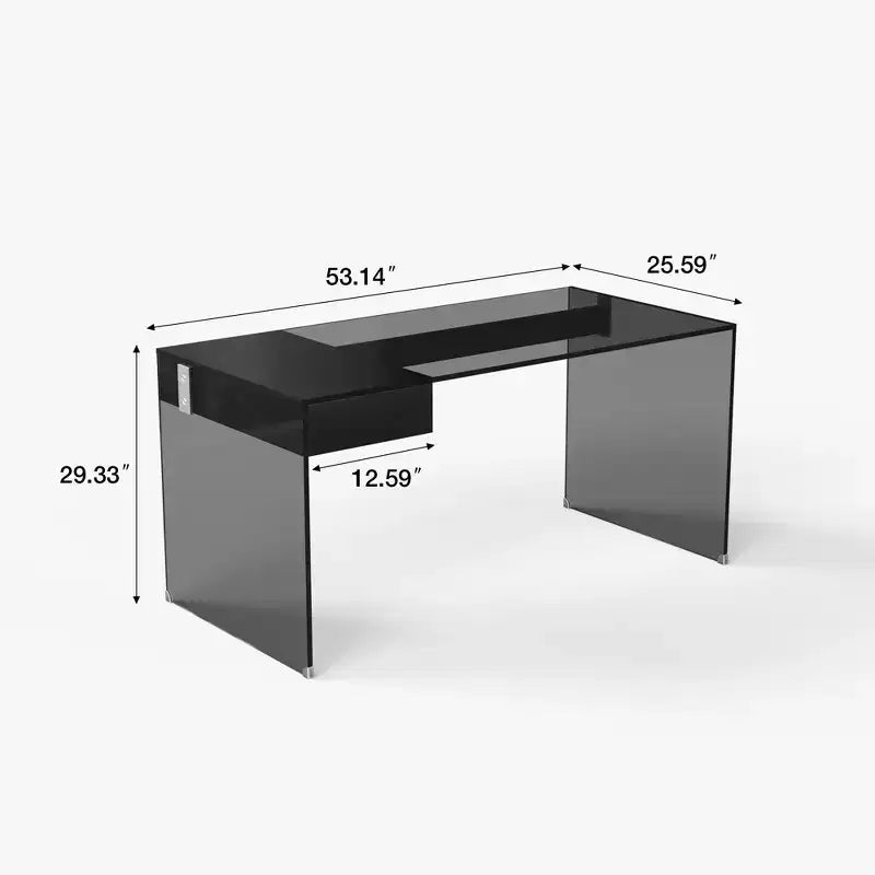 Bureau en verre trempé Luck Live Modern de 53,14 pouces