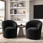 Fauteuils pivotants à 360 degrés en velours capitonné moderne SEYNAR avec dossier touffeté (lot de 2)