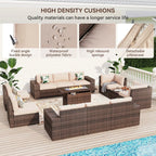 Ensemble de mobilier de jardin 13 pièces avec table brasero de 44 pouces