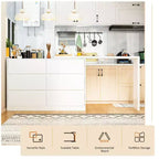 Desserte de buffet intelligente rotative/extensible avec 6 tiroirs, plan de travail étendu, tapis antidérapant, table à manger rotative, îlot de cuisine/garde-manger