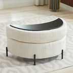 Fauteuil d'appoint pivotant rembourré 42,3 W avec 4 oreillers et pouf de rangement demi-lune