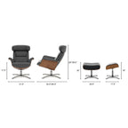 Jovan 31.5 Fauteuil inclinable en cuir véritable avec ottoman