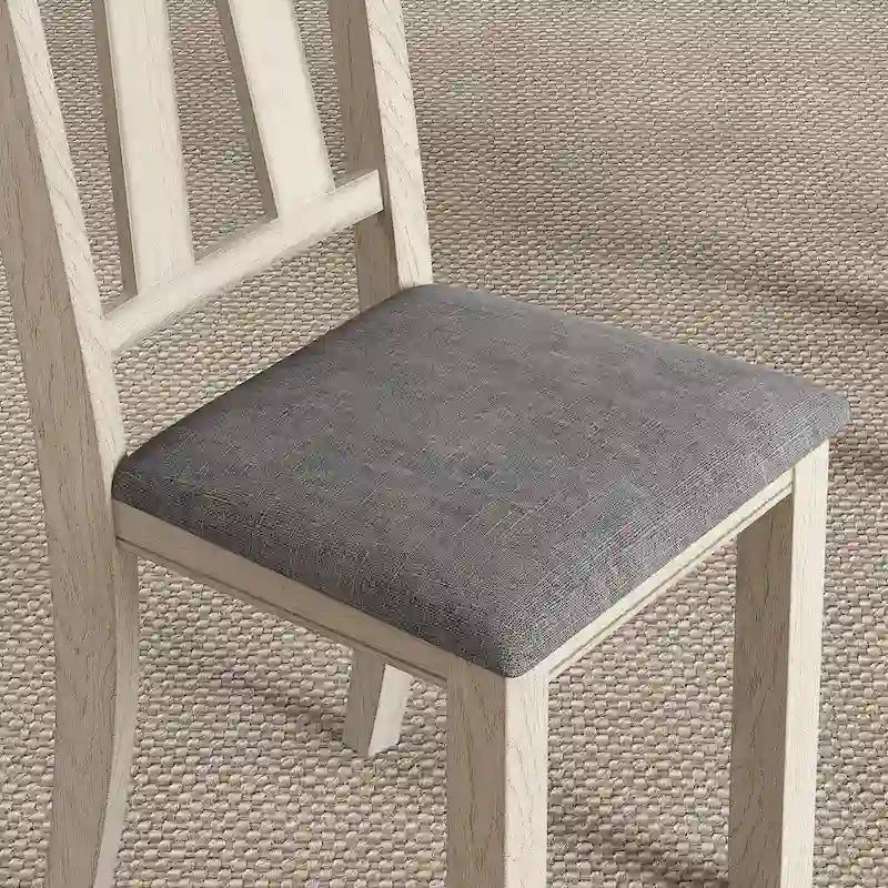 Chaises de salle à manger en bois massif VECELO avec assise en tissu de lin, ensemble de 2/4/6 chaises de salle à manger