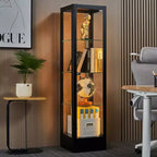 Bekrvio Vitrine d'exposition en verre à 4 niveaux avec serrure, vitrine de collection avec porte en verre trempé de 160 cm et étagères réglables