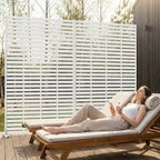 MAYEERTY 72x47 Écran de confidentialité extérieur naturel blanc, séparateur pliable naturel en 6 pièces pour jardin et cour arrière