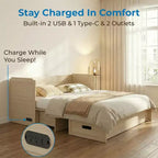 Lit armoire escamotable convertible Mjkone Queen Size avec chargement USB, tiroirs de rangement, matelas non inclus