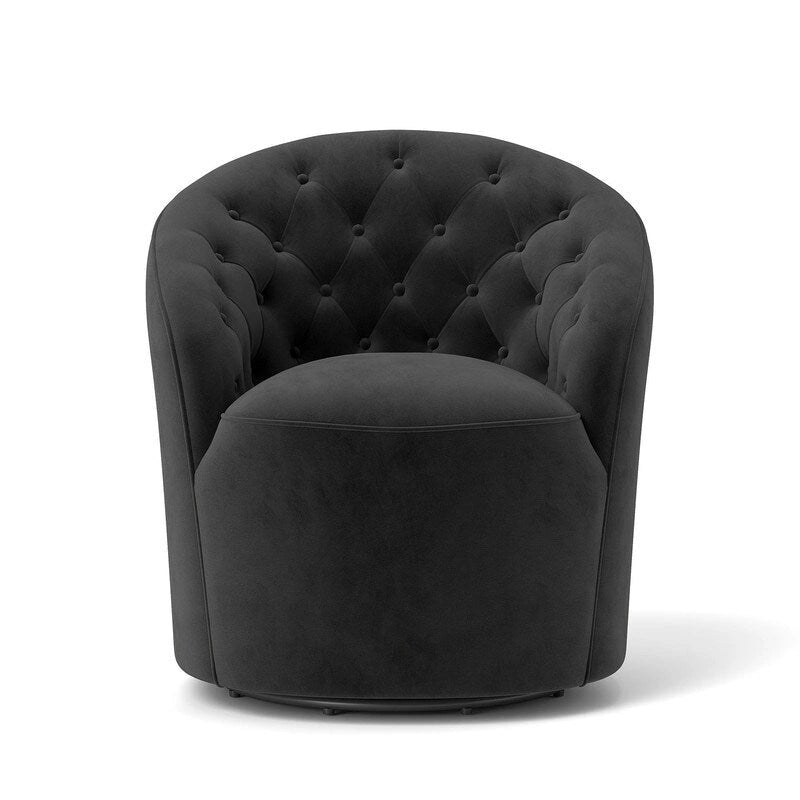 Fauteuils pivotants à 360 degrés en velours capitonné moderne SEYNAR avec dossier touffeté (lot de 2)