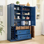Garde-manger de cuisine autoportant Whisen de 180 cm de haut, grand buffet de salle à manger avec 4 portes pliantes, étagères, porte-bouteilles
