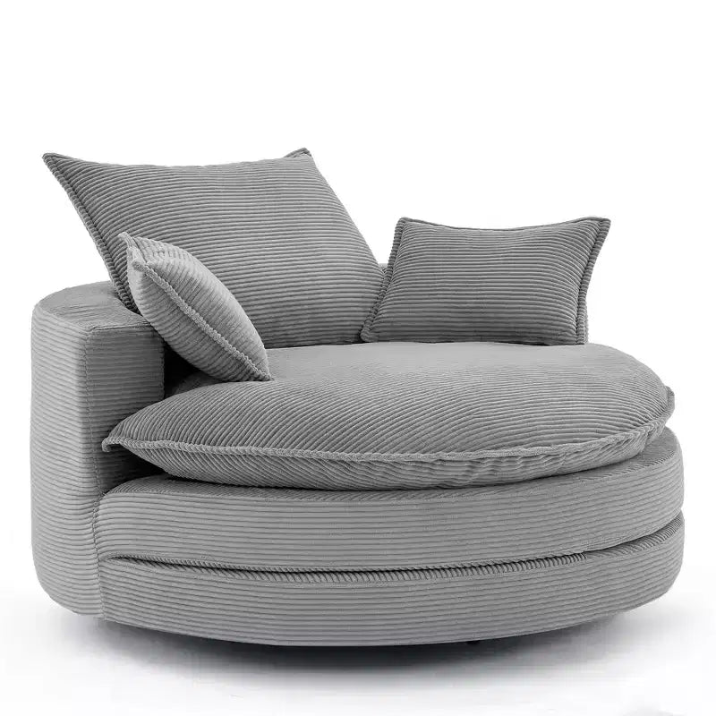 Fauteuil d'appoint pivotant à 360°, Fauteuil pivotant rond en forme de baril avec coussin pour salon