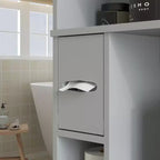 Meuble de rangement WC HOMCOM, Armoire de salle de bain moderne au-dessus des toilettes avec 2 portes, porte-papier toilette, étagère WC autoportante