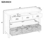 Console de table d'entrée avec rangement, table de couloir de style ferme avec 3 tiroirs et 3 paniers en jacinthe d'eau pour salon ou hall d'entrée - Panipeachy