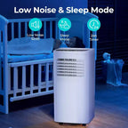 Climatiseur portable 8 000 BTU, unité 3-en-1 avec 4 modes, minuterie, écran LED, télécommande et kit d'installation, pour chambre/salon/bureau, Blanc.