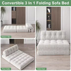 Canapé-lit futon pliant entièrement en velours côtelé, chaise de couchage convertible au sol avec oreiller et dossier