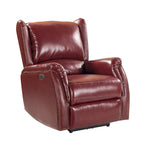 Fauteuil inclinable électrique en cuir véritable avec port USB – Ensemble de 2 fauteuils à oreilles cloutés