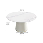 Table à manger ronde de 53 pouces pour 6 personnes avec plateau en pierre frittée et plateau tournant (Lazy Susan)