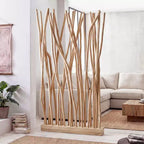 JONATHAN Y Tranquil 39W x 68H Paravent bohème côtier en branches de teck fabriquées à la main, un seul panneau