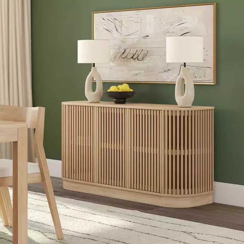 Buffet en bois massif Plank+Beam Contour avec 3 portes, meuble TV 59 po pour salon