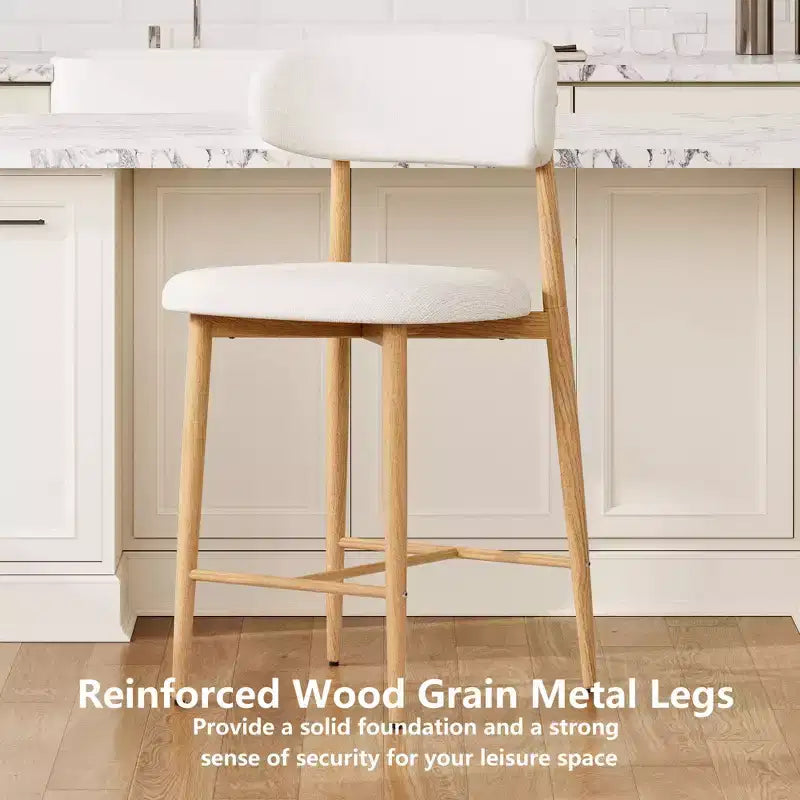 Tabouret de bar hauteur comptoir avec siège rembourré et pieds en métal, chaise d'îlot de cuisine moderne de 26,3 pouces