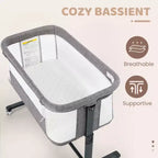 Berceau à roulettes – Beige / Gris / Rose, cododo, pour 1 bébé