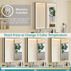 Armoire de toilette avec miroir LED, montage en saillie ou encastré, lumière dimmable, anti-buée, étagères réglables