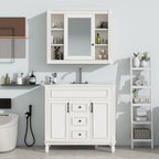 Meuble-lavabo de salle de bain moderne de 91 cm avec lavabo et armoire de toilette, 2 portes et 2 tiroirs