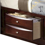Lit double Queen Size avec bibliothèque et tiroirs, brun