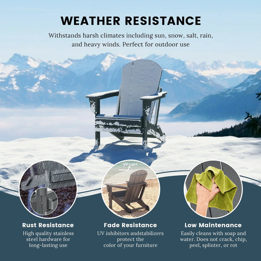 Chaise Adirondack pliante d'extérieur tout temps Polytrends Laguna résistante à la décoloration pour patio