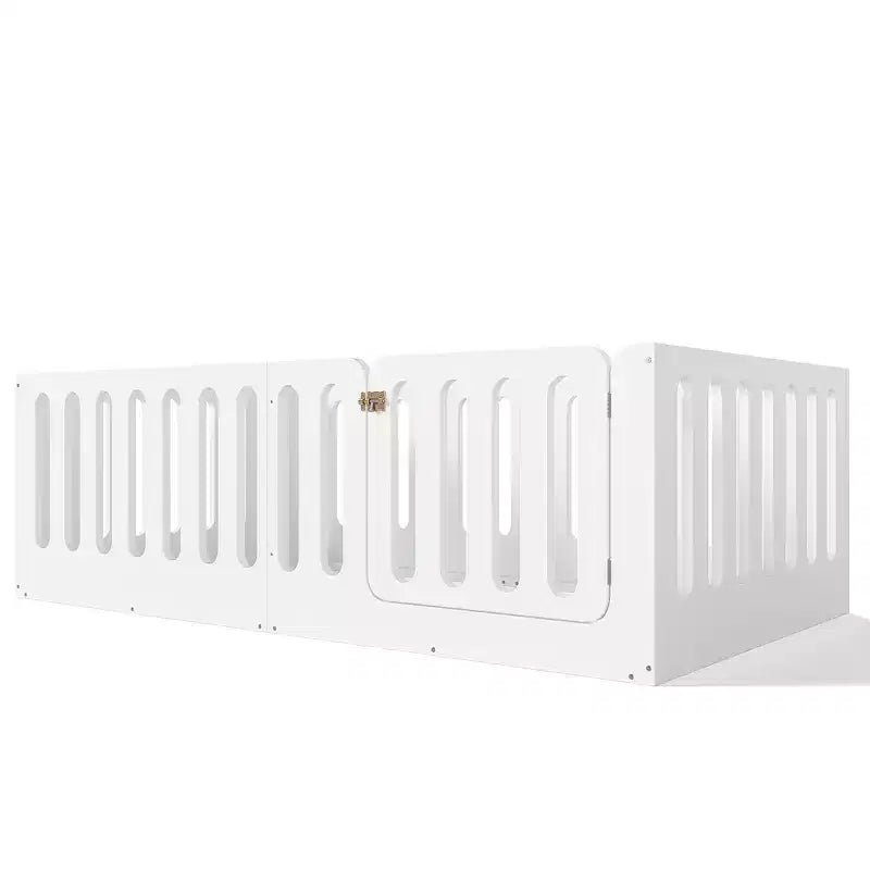 Lit Montessori double blanc avec barrières et porte – Bois massif, 1 enfant