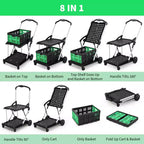 Chariots de courses pliants à 2 niveaux pour l'épicerie, capacité de 90 kg, chariot d'épicerie pliable portable avec roues et caisse amovible pour centre commercial, bleu
