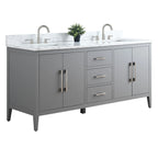 Meuble-lavabo de salle de bain Vanity Art 72 po à double vasque avec dessus en marbre reconstitué