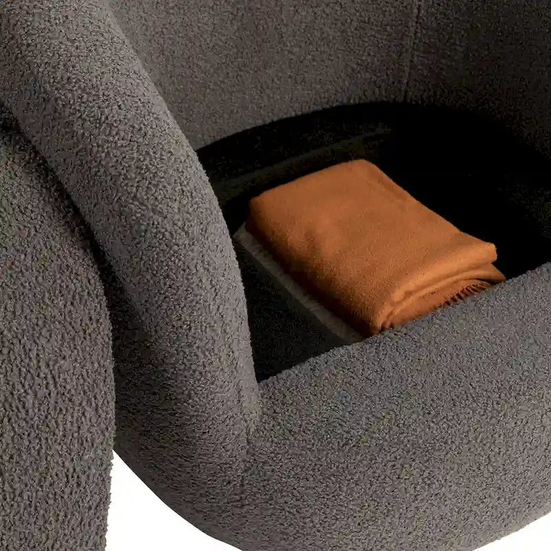 Fauteuil club pivotant rembourré avec rangement, chaise d'appoint moderne pour salon, chambre, bureau ou coin lecture